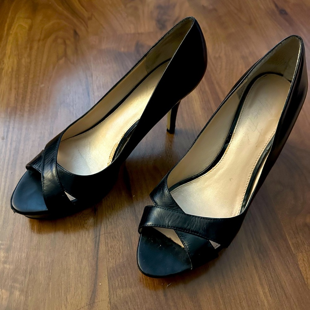Marc Fisher Black Open Toe Platform 4” Heels - Size 8